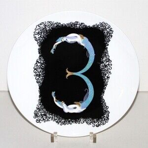 Vintage ERTE Plate No. 3 numerals 1986 9" Mikasa Art Deco decor mermaids